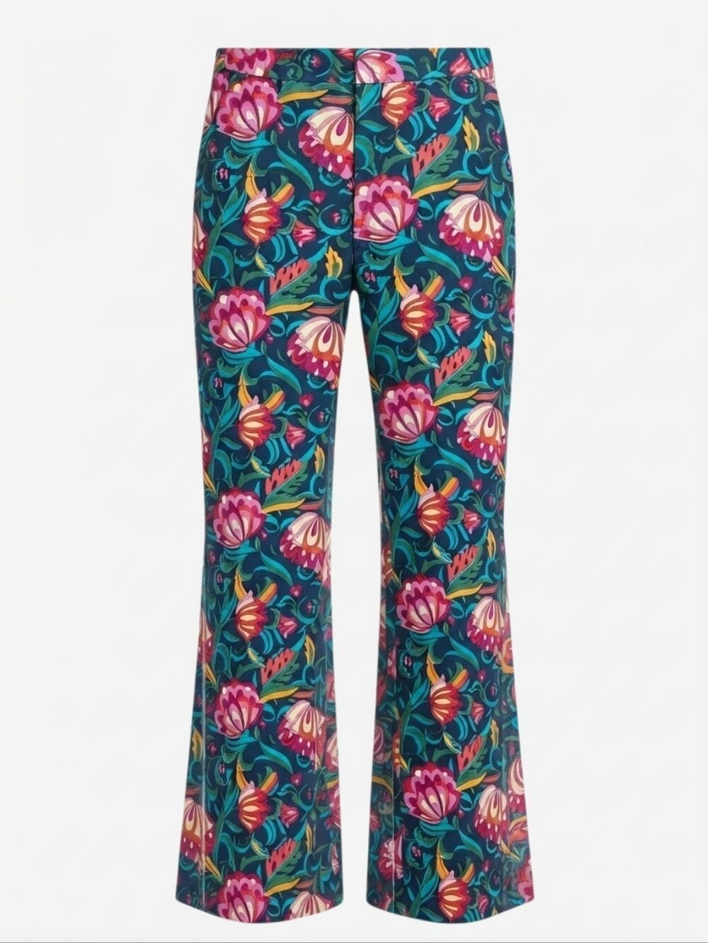 Trina Turk Mod Multicolored Floral Botanical Print Cotton Stretch Trousers Sz.2